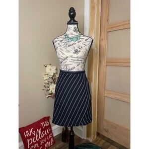 Banana Republic Women's Mini Wrap Skirt Size 4 Navy Blue Striped A-Line W/Zipper
